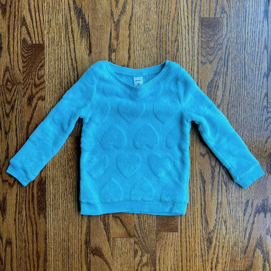 Seller #115 - Carter's Girl 3T Blue Fuzzy Sweatshirt with Heart Pattern, VGUC