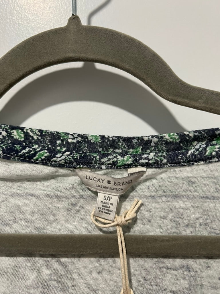 Seller #76 - Lucky Brand NWT Boho Knit Top Tee Shirt Floral Short Slv Cotton Blend - Small