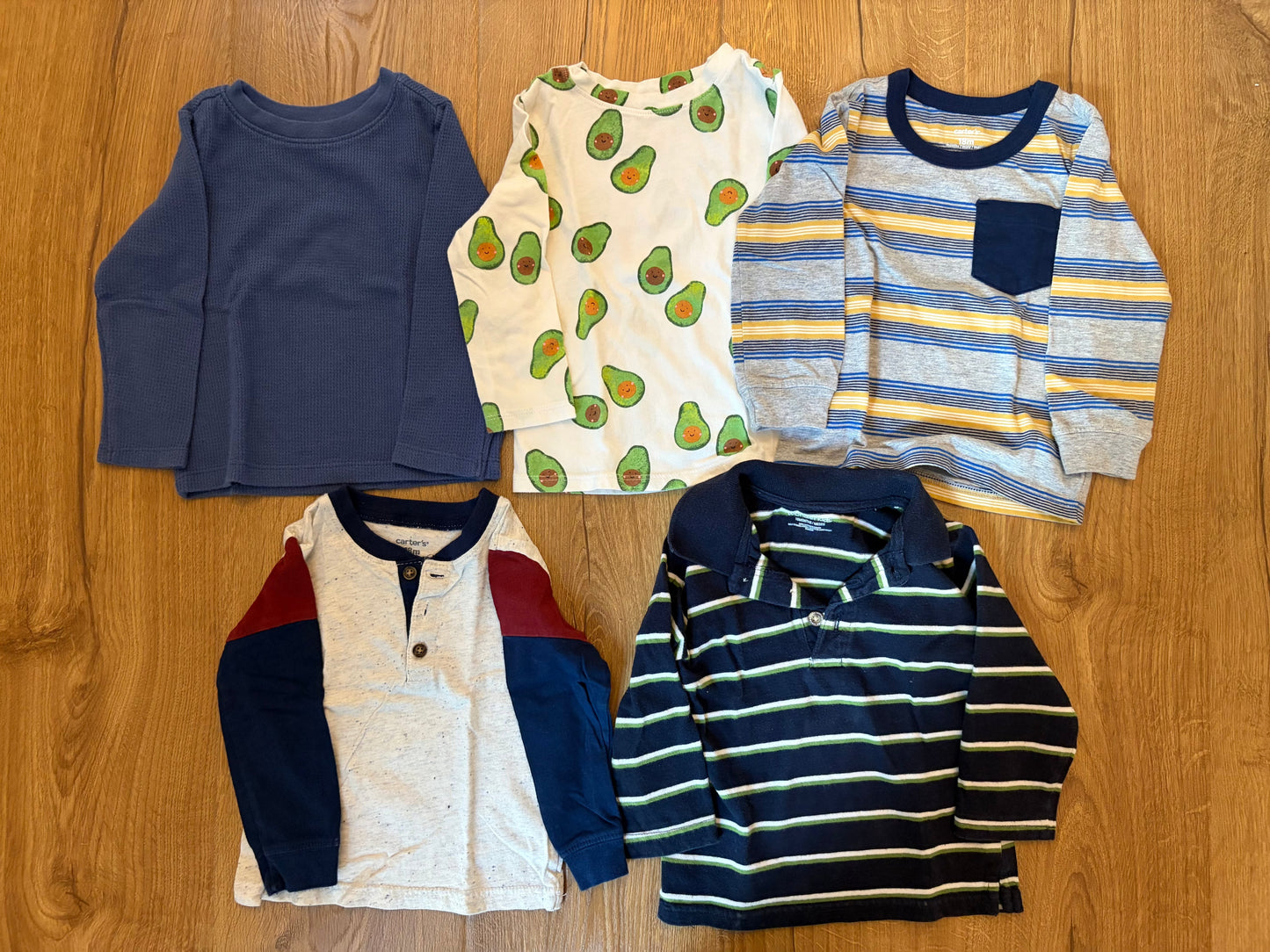 #6 - Assorted Brands - Boys Long Sleeved Shirts, set of 5 - 18 months