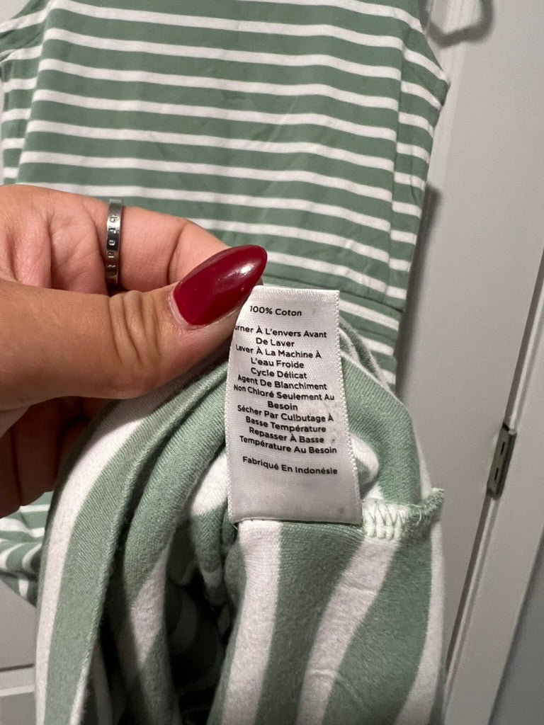 Seller #76 - Talbots Haven Well Within Willow Green Organic Cotton Interlock Striped Dress S
