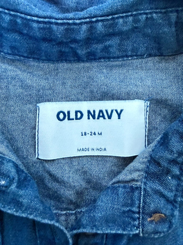 #6 - Old Navy Girls Jean Long-Sleeved Shirt Dress - 18-24 months