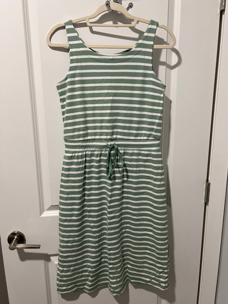 Seller #76 - Talbots Haven Well Within Willow Green Organic Cotton Interlock Striped Dress S