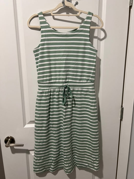 Seller #76 - Talbots Haven Well Within Willow Green Organic Cotton Interlock Striped Dress S