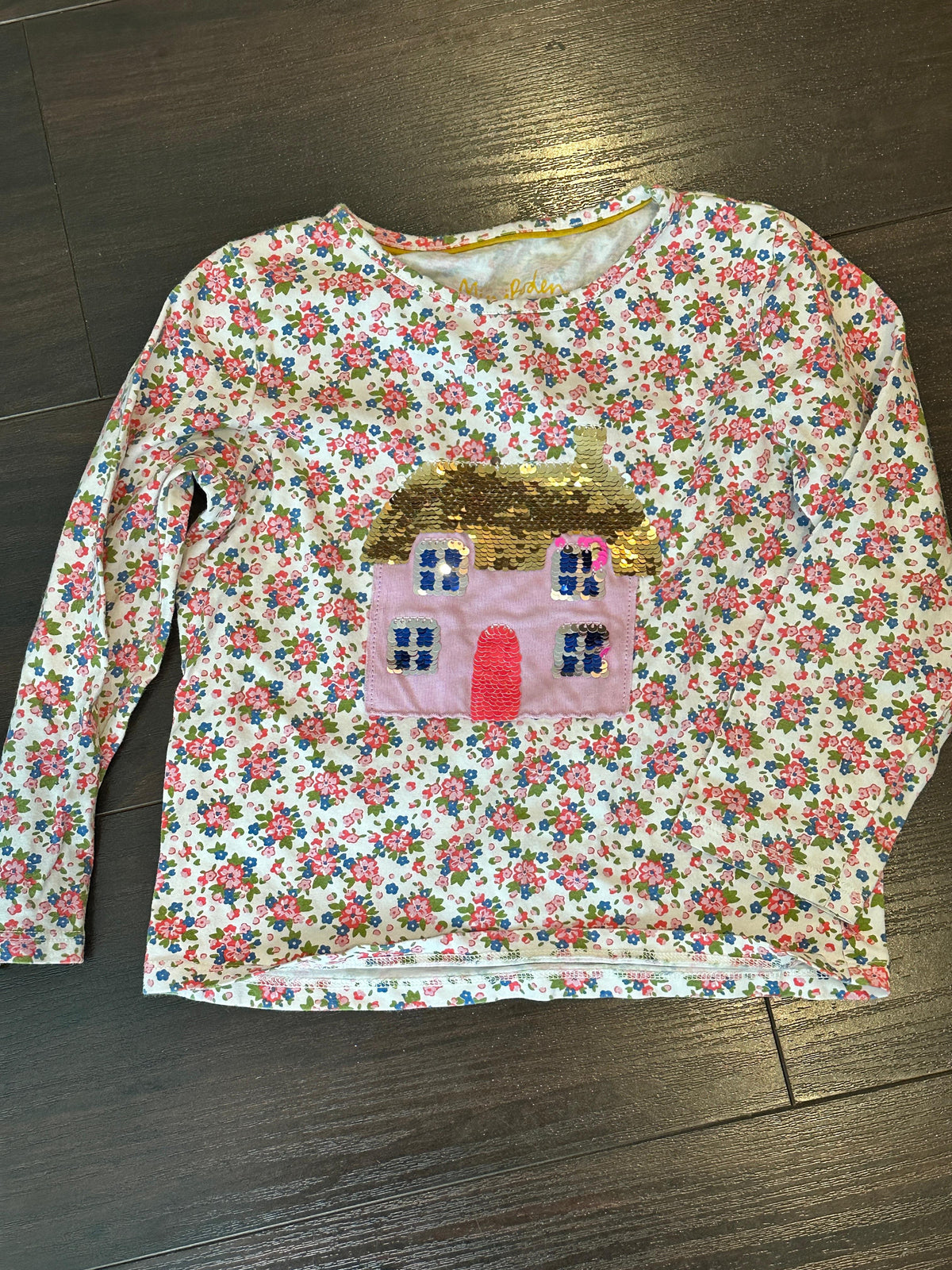 #48 Mini Boden Sequin House Shirt Girls 4/5