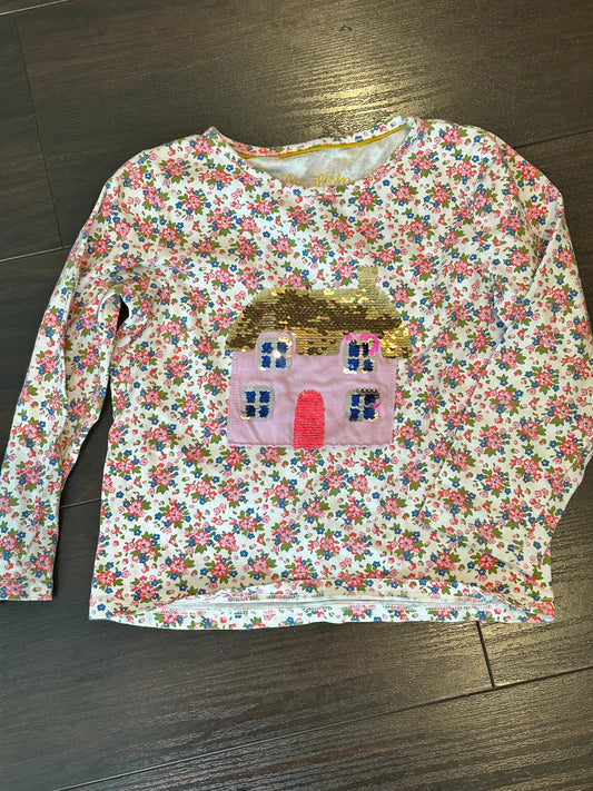 #48 Mini Boden Sequin House Shirt Girls 4/5