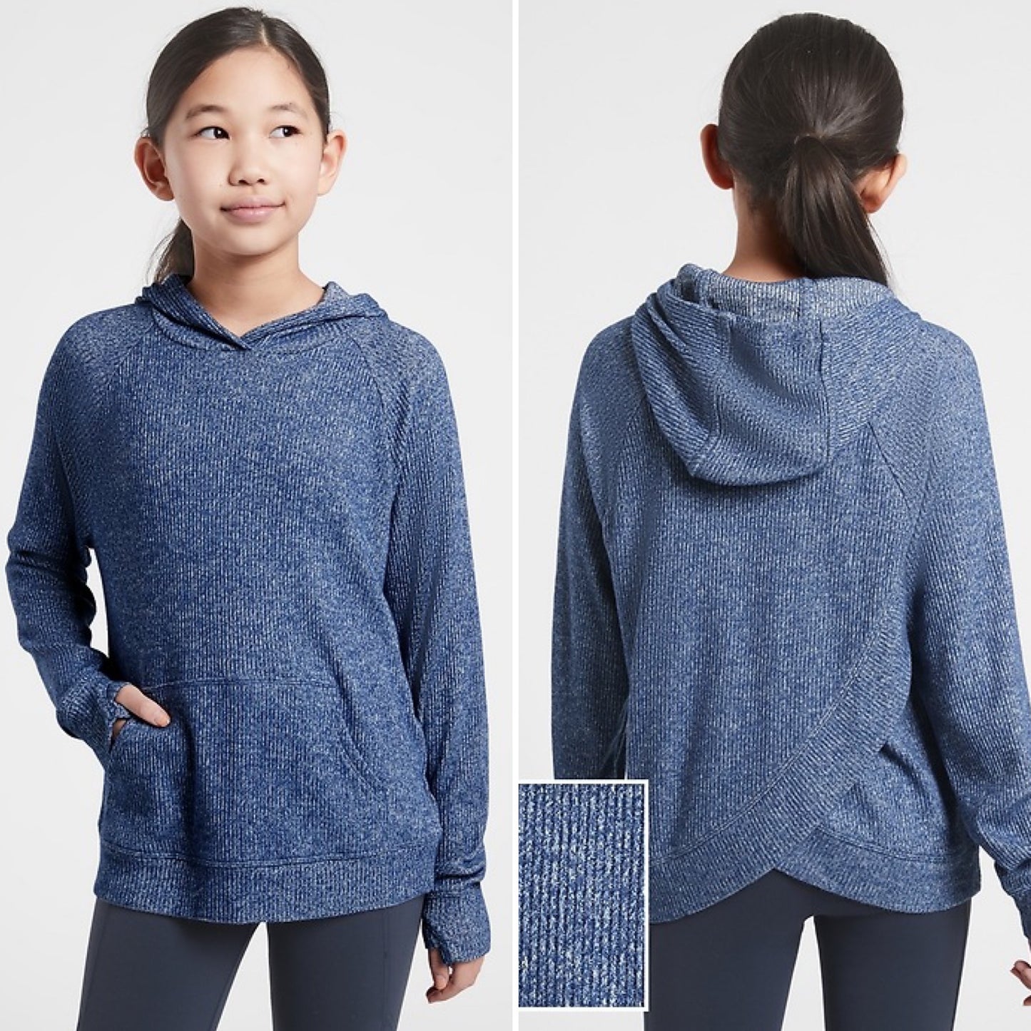 #118 | Size L / 12 | Athleta Girl Girls Blue Ribbed Hoodie