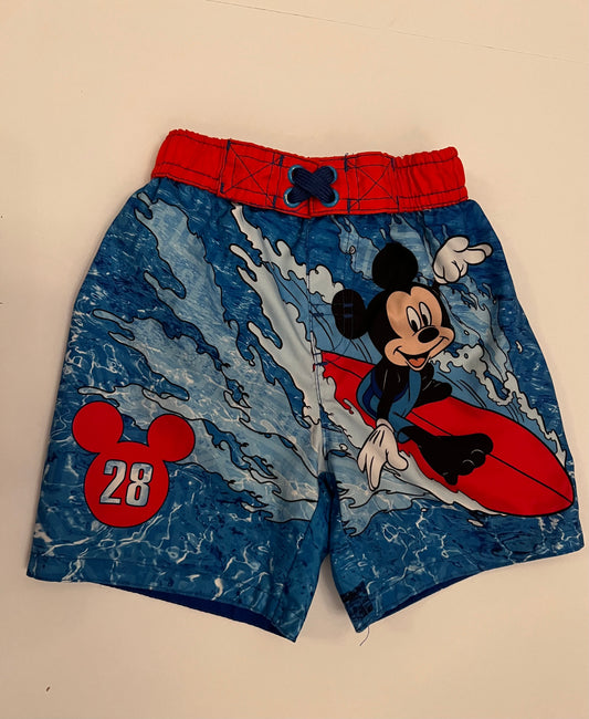Boys 2T Disney Mickey Surfing Swim Trunks