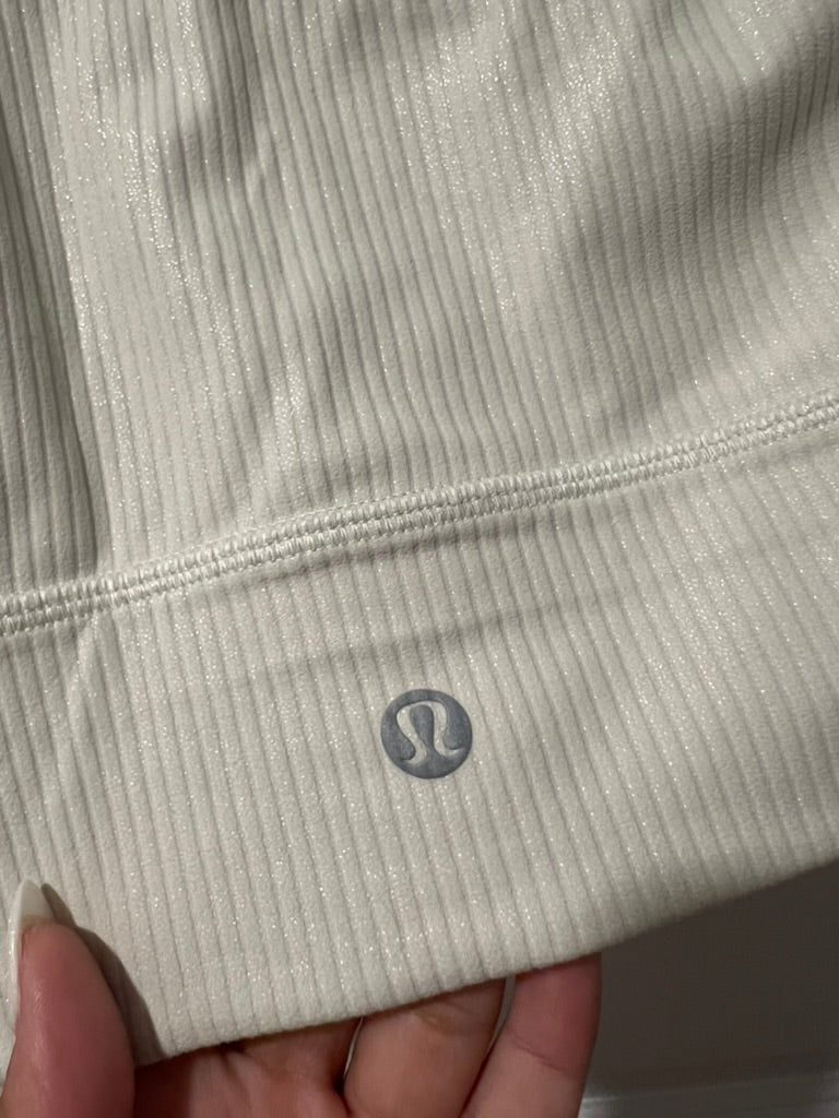 Seller #76 - Lululemon Align Asymmetrical Bra Ribbed Bone Radiate Transparent Foil Size 12