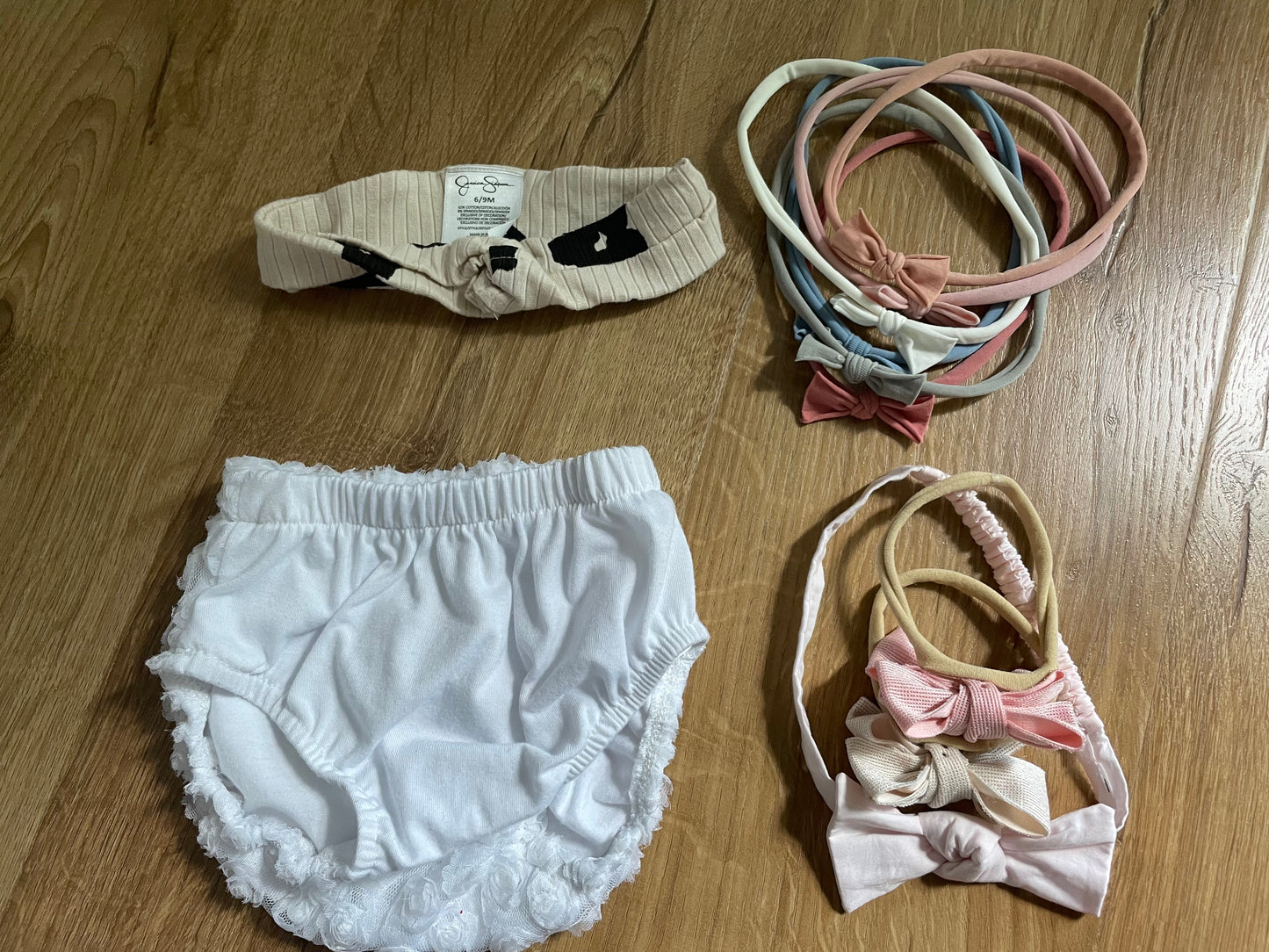 #6 - Baby Girls Bloomers & headbands with bows, NB-12 months