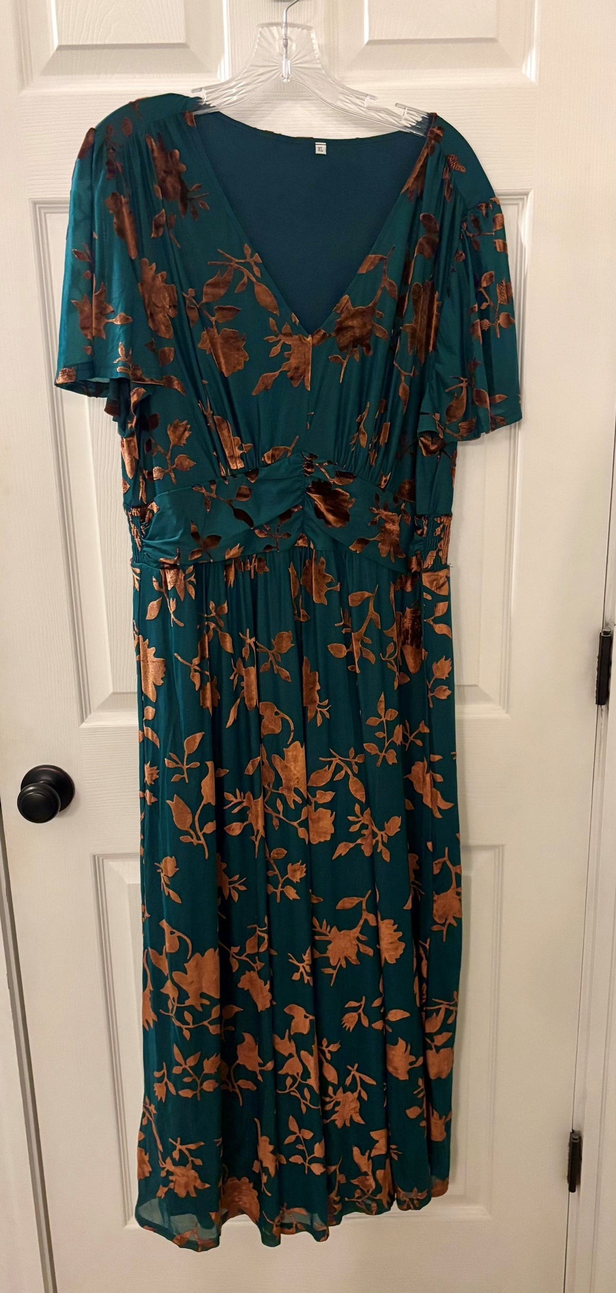 #154 Simplee Amazon Velvet Burnout Midi Dress Women's XL EUC
