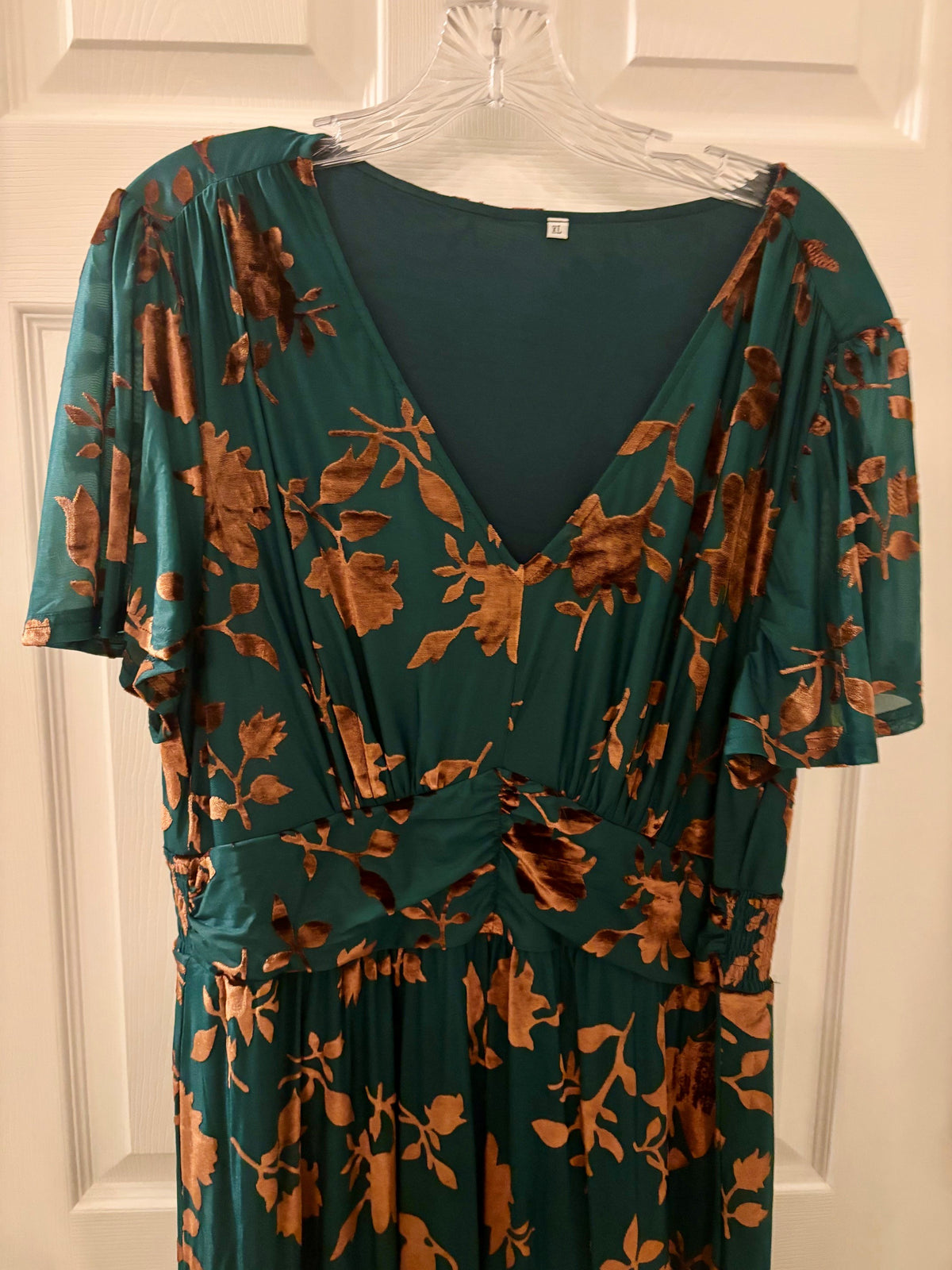#154 Simplee Amazon Velvet Burnout Midi Dress Women's XL EUC