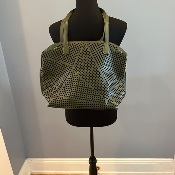 Anthropologie Green Riveted Shoulder Bag