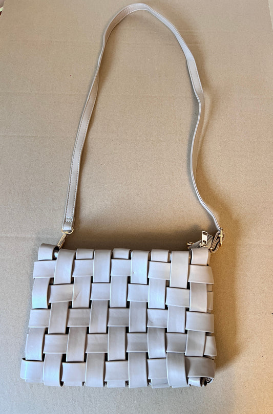 #176 - Anthropologie taupe woven crossbody