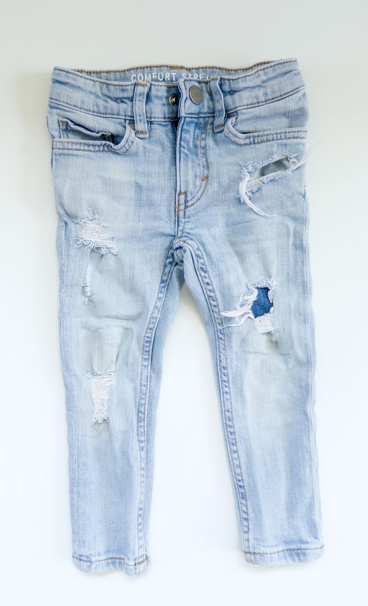 #153 H&M Comfort Stretch Light Denim Distressed Jeans Toddler Size 2T
