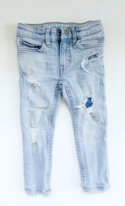 #153 H&M Comfort Stretch Light Denim Distressed Jeans Toddler Size 2T