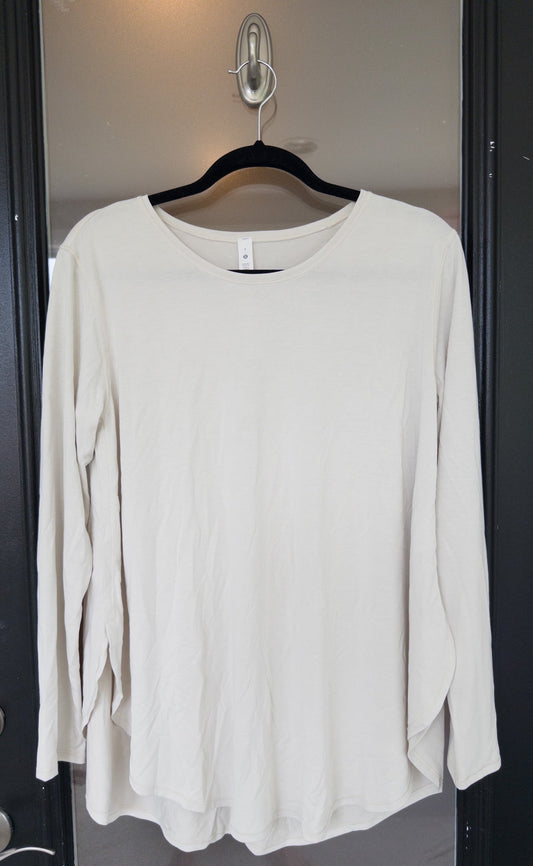 #153 Lululemon Beige Nulu Relaxed-Fit Yoga Long Sleeve Women's Size 8 - NWOT