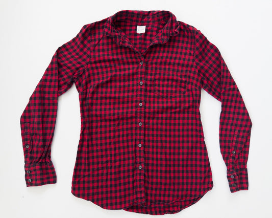 #153 J. Crew Red/Black Plaid Button-Up Women's Size XS