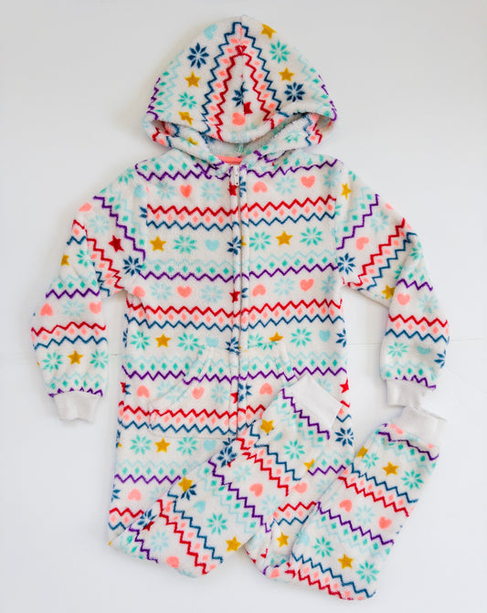 #153 Cat & Jack Fleece Hooded Onesie Size 4/5 (XS)