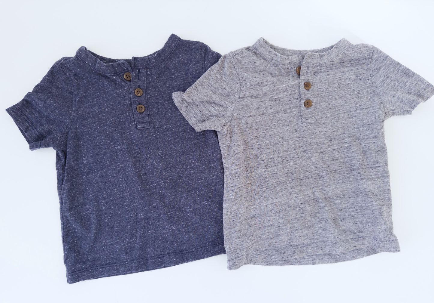 #88 Old Navy Blue & Heather Grey Shirts with Buttons Size 18-24 months