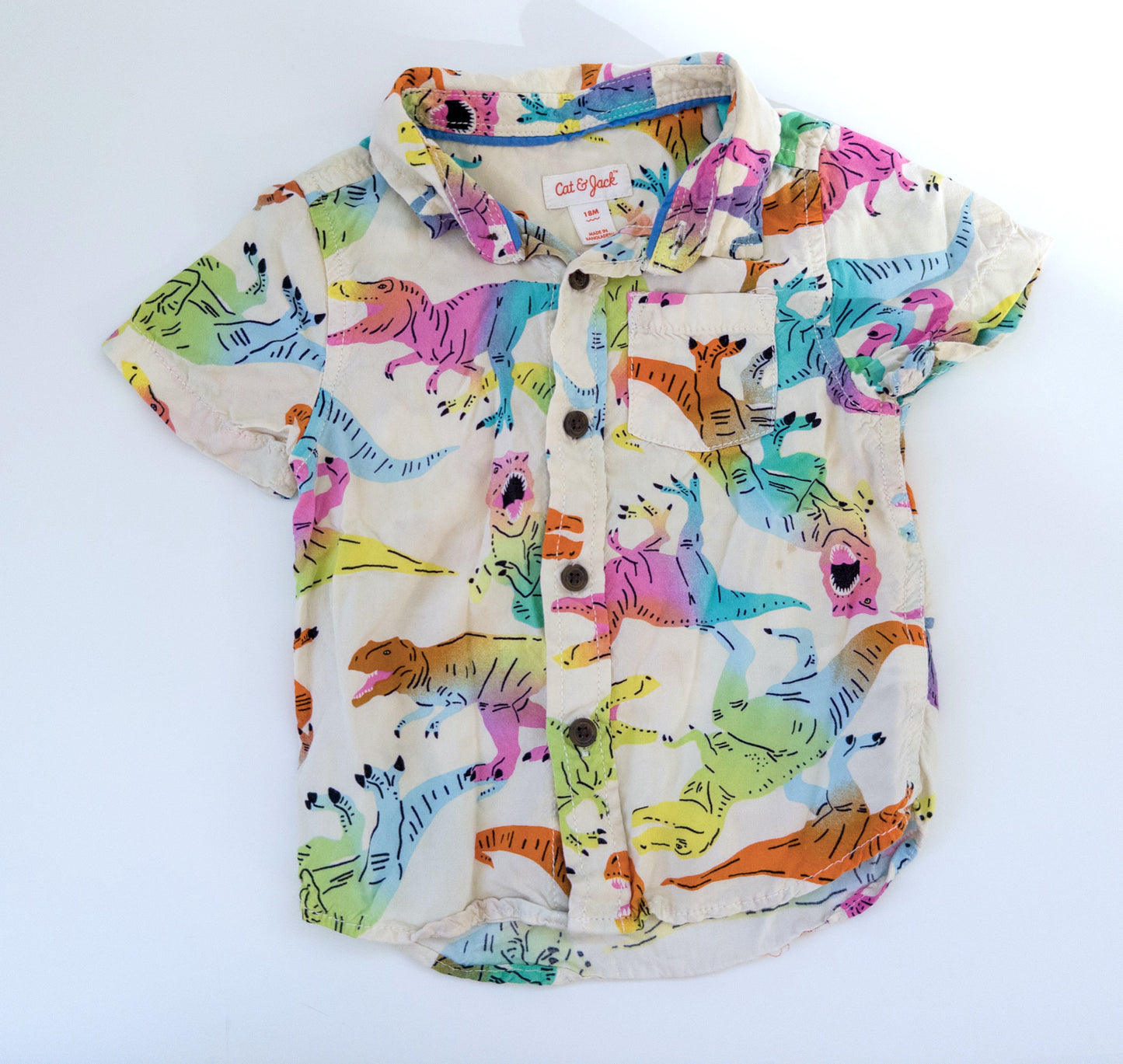 #88 Cat & Jack Rainbow Dinos Button-up Size 18 months