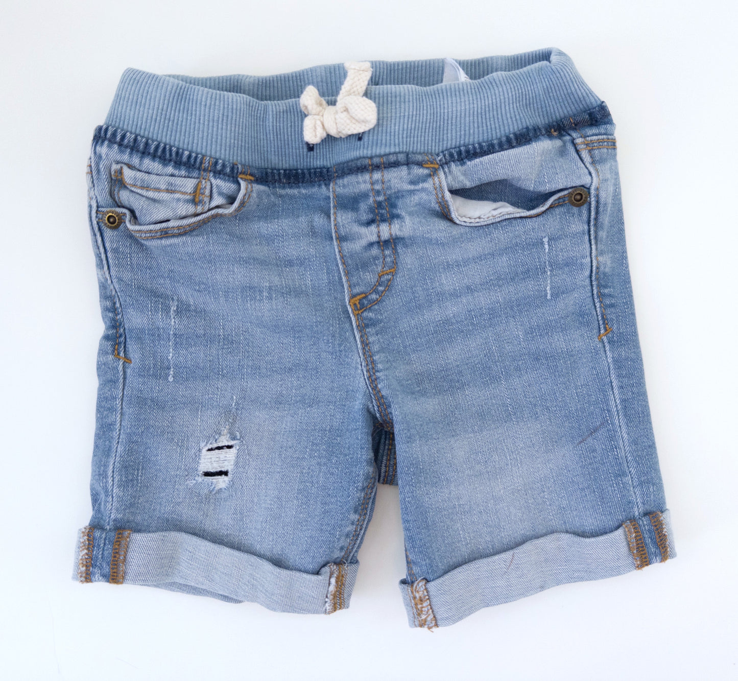 #88 Old Navy Elastic Waist Distressed Denim Shorts Size 2T