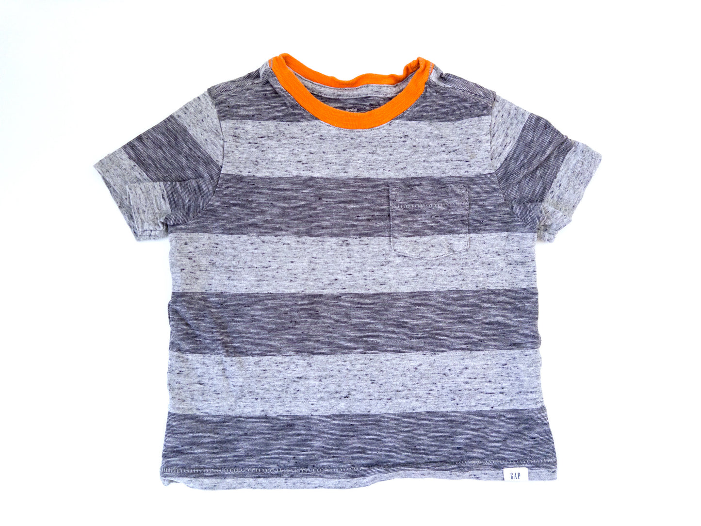 #88 Baby Gap Grey/Orange Striped T-shirt Toddler Size 2T