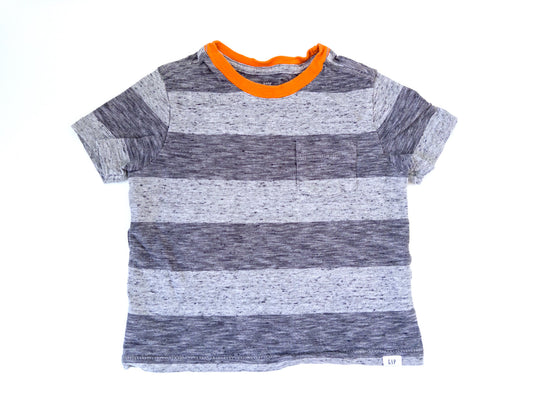 #88 Baby Gap Grey/Orange Striped T-shirt Toddler Size 2T