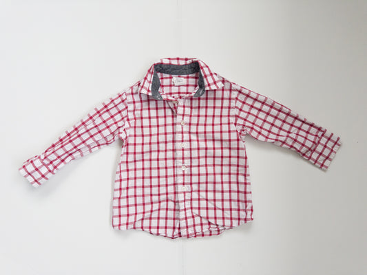 #38 Crewcuts Red Plaid Button-Up Shirt Toddler Size 2T