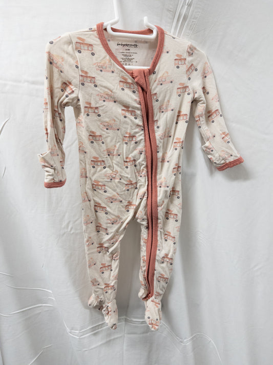 #151 baby sprouts 0-3 month baby girl bamboo pajamas with ice cream trucks