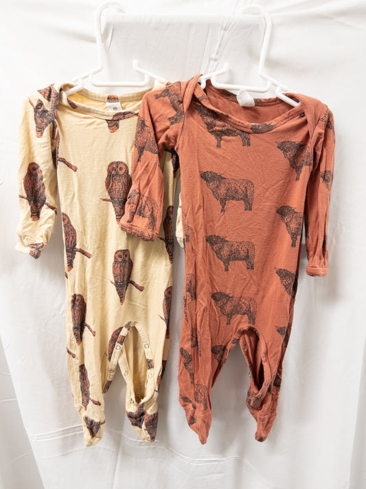 # 151 boys Kate Quinn 6-9 months pajama set with owls and buffalos