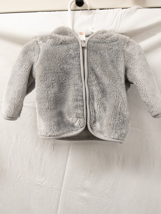 #151 gender neutral cat and jack 0-3 month gray fleece jacket with bear ears