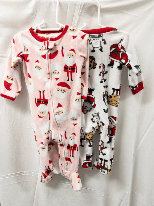 #151 carters girls Christmas fleece zip pajamas 6-9 month