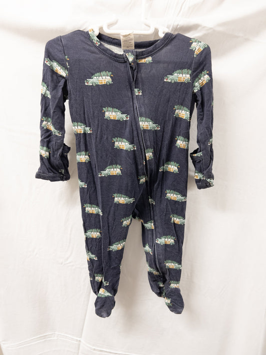 #151 boys 3-6 month Kate Quinn Christmas pajamas with cars and Christmas trees EUC