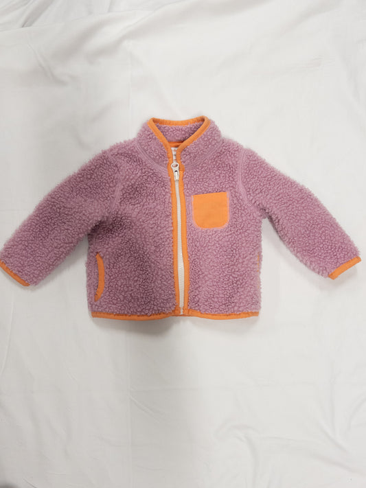 #151 cat and jack pink and orange fleece jacket. 3-6 month