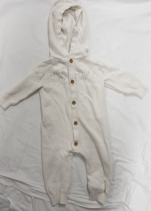 #151 gender neutral white sweater one piece. 9 month from carters