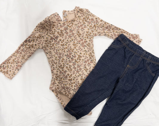 #151 Lauren Conrad floral onesie with bell sleeves (9m) girls