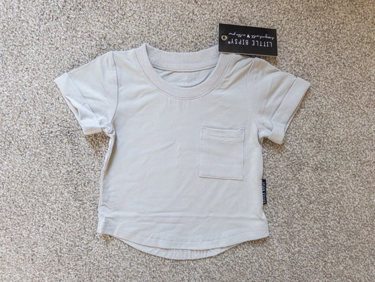 #101 Little Bipsy 0-3m light gray pocket tee - NWT