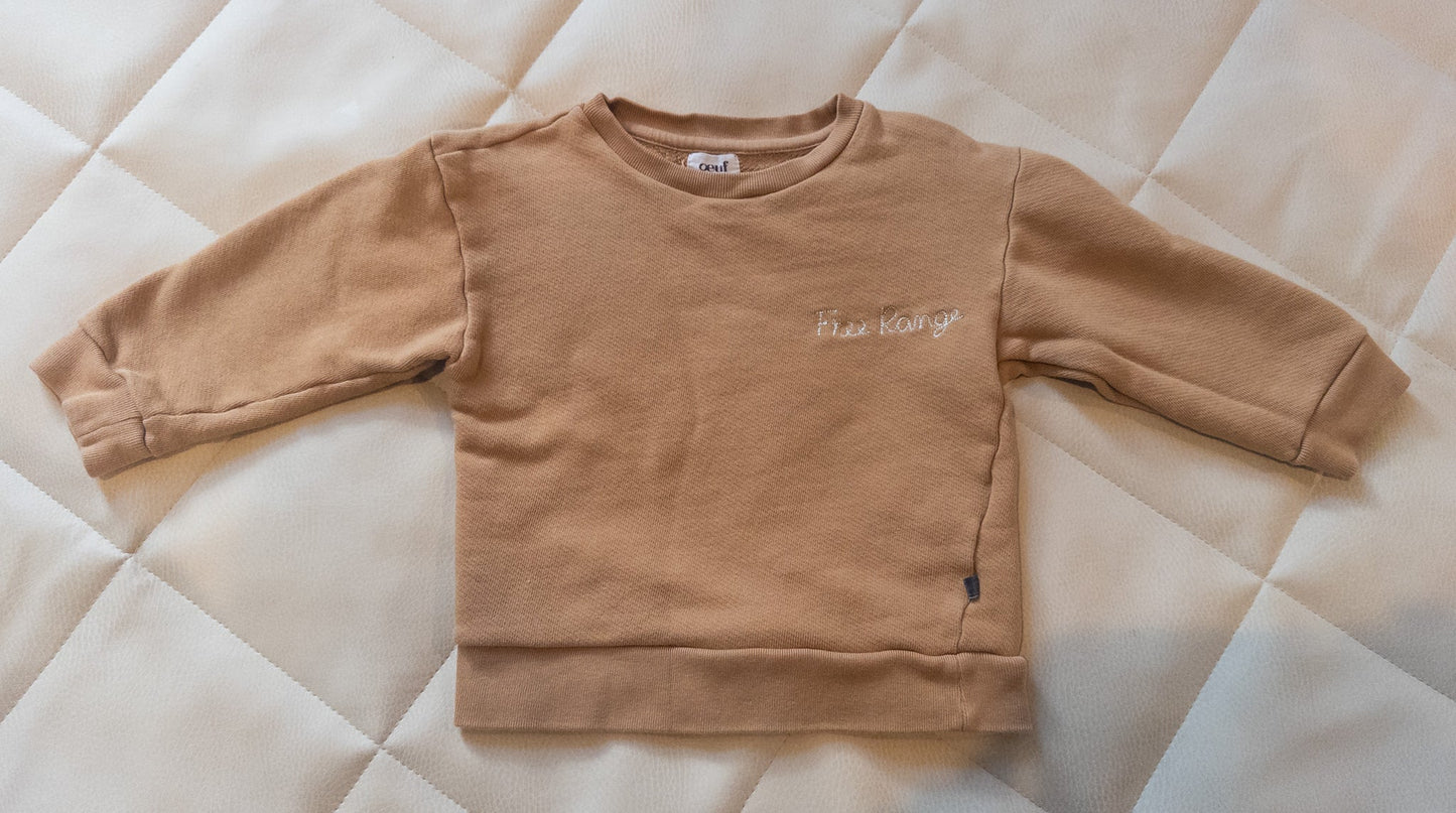 #152 Oeuf (designer) 18-24m "Free Range" embroidered sweatshirt - EUC