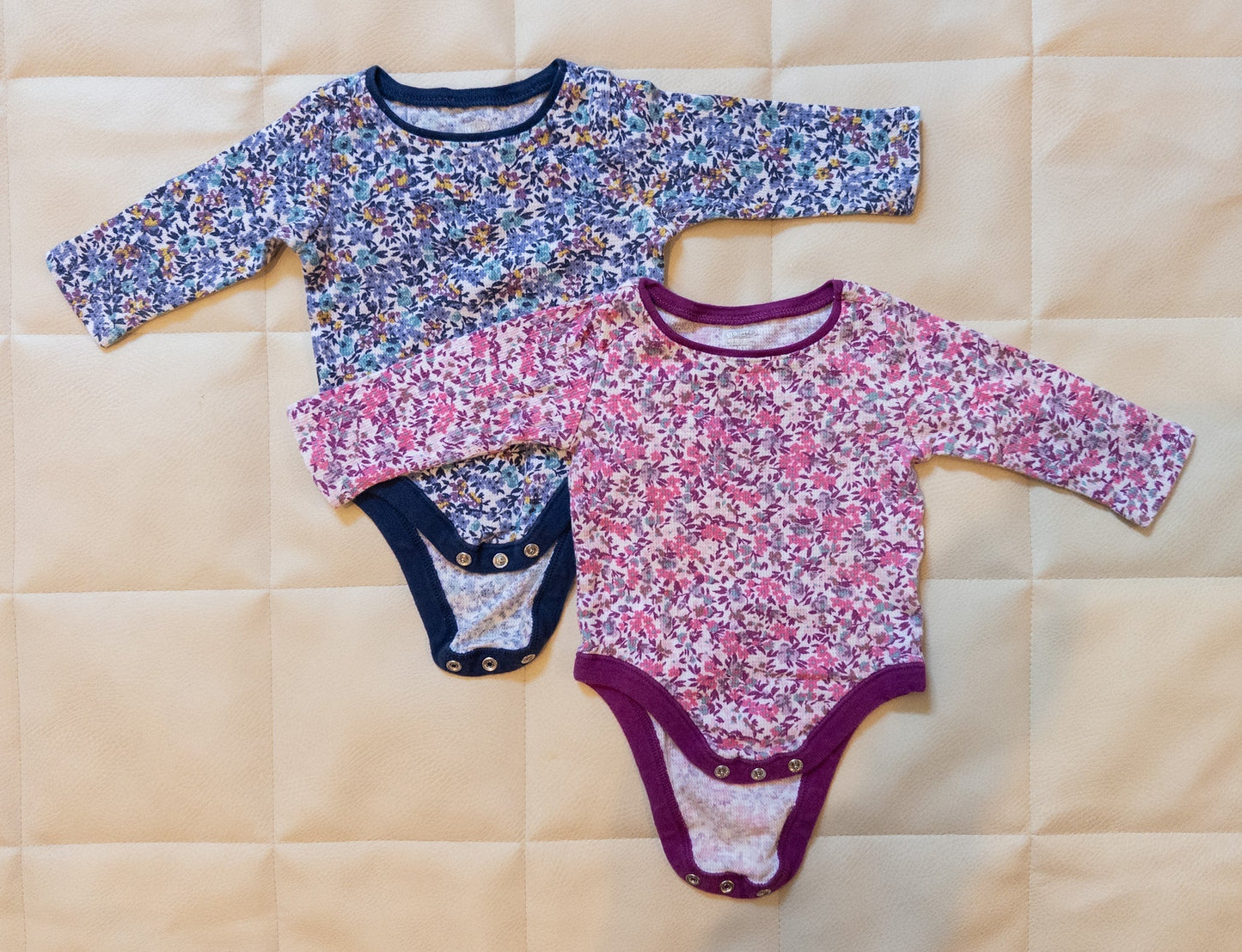 #151 Old Navy 3-6m long sleeve floral onesies - EUC