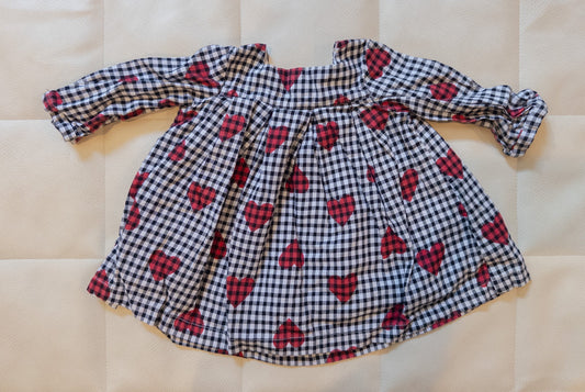 #151 Baby GAP 3-6m gingham hearts dress - EUC