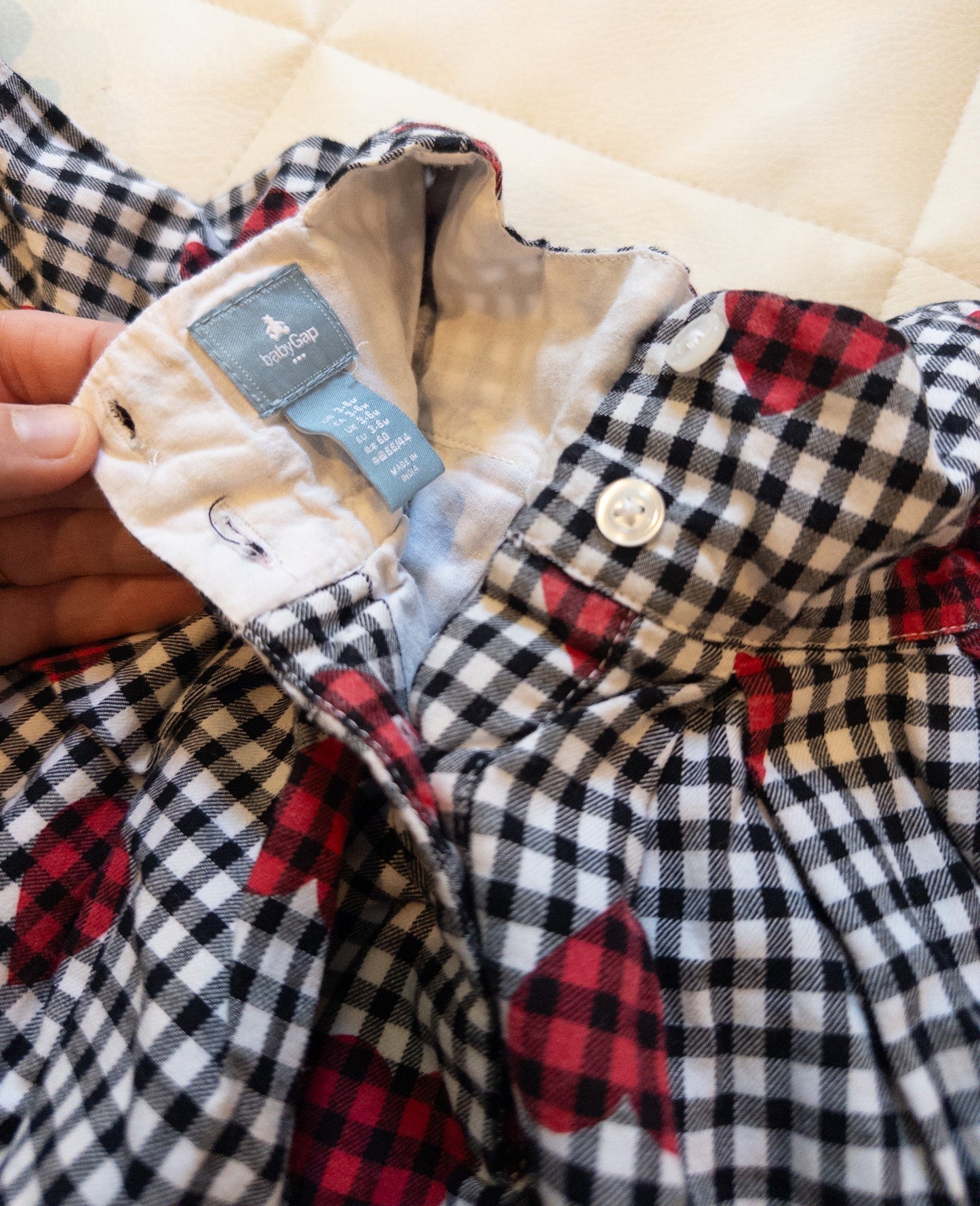 #151 Baby GAP 3-6m gingham hearts dress - EUC