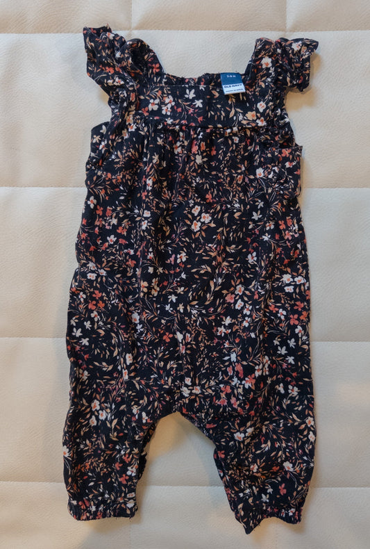 #151 Old Navy 3-6m floral ruffle jumper - EUC