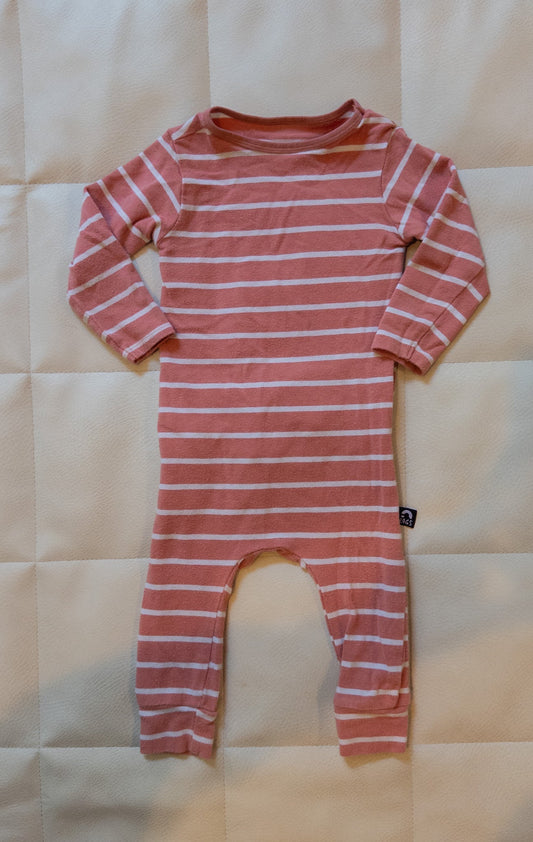#151 Rags 3-6m peek-a-booty long sleeve jumper, pink stripes - VGUC