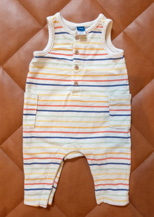 #151 Old Navy 3-6m rainbow stripe sleeveless jumper - VGUC