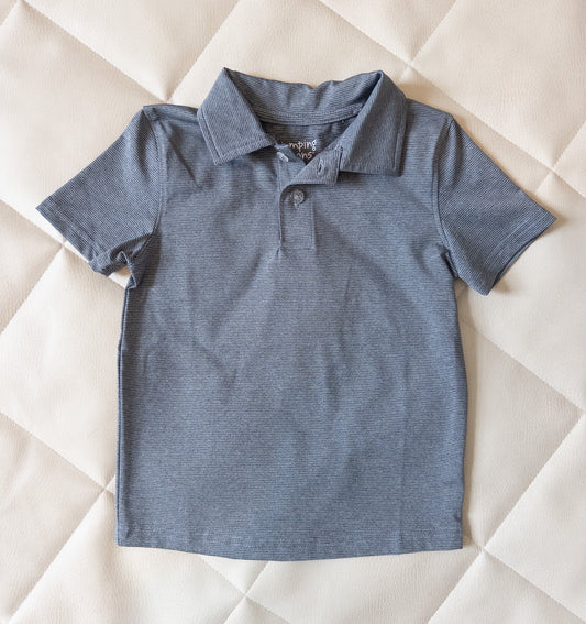 #152 - Jumping Beans 2T gray thin stripes athletic collar polo - EUC