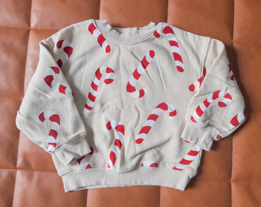 #152 H&M 2T candy cane Christmas sweatshirt - EUC