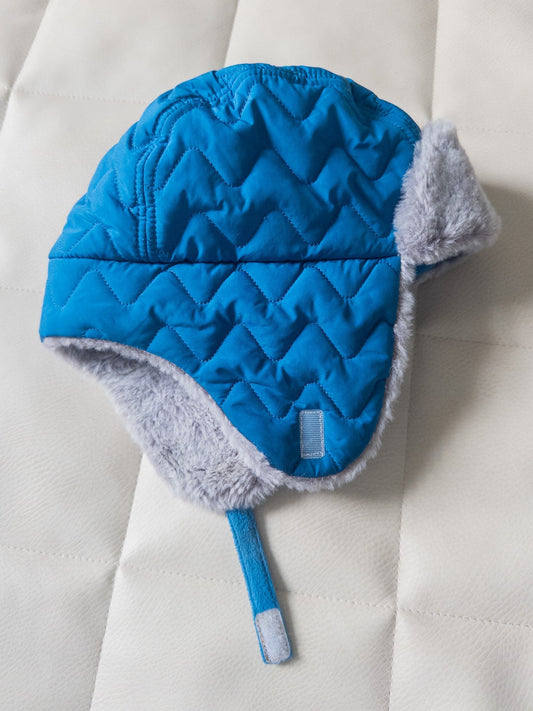 #152 Cat & Jack 12-24m quilted faux fur winter hat - EUC