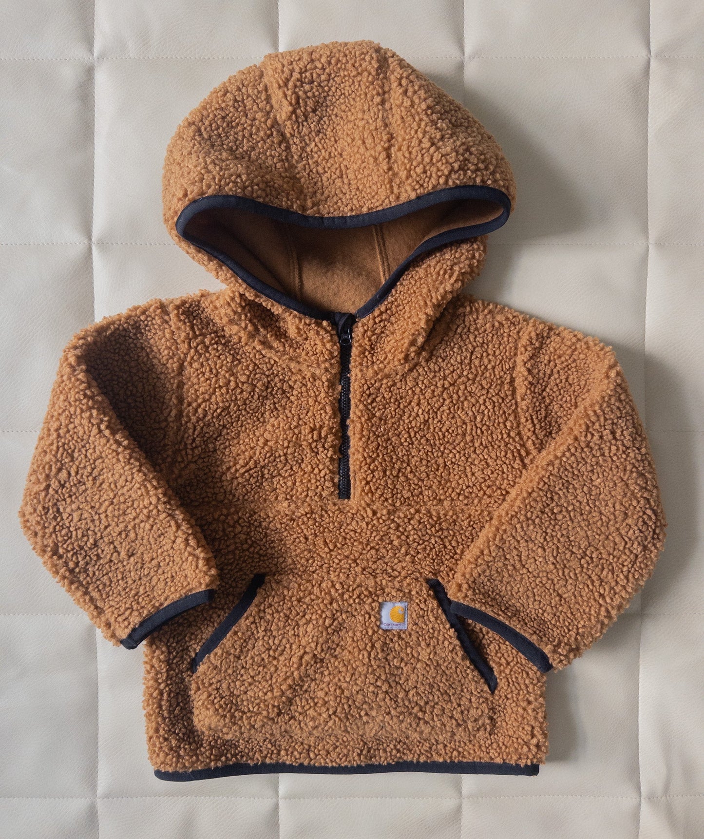 #152 Carhartt 2T brown teddy sherpa quarter zip jacket - like new