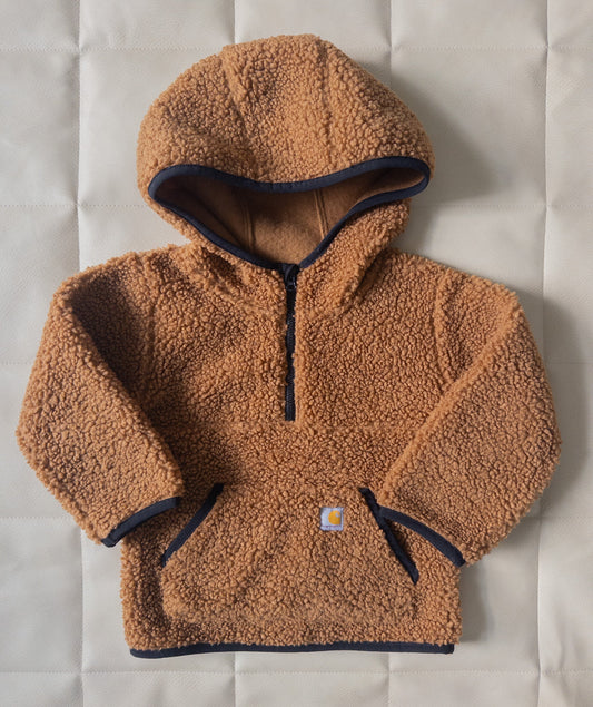 #152 Carhartt 2T brown teddy sherpa quarter zip jacket - like new