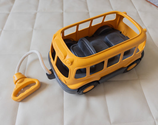 #152 Green Toys school bus wagon - EUC